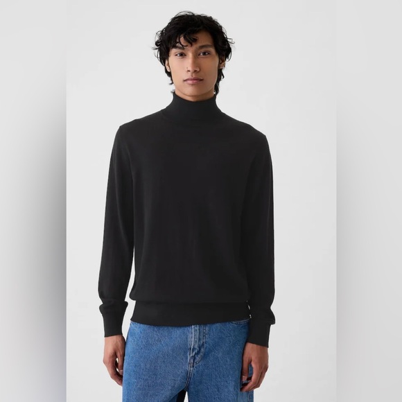 Gap 100% Merino Wool Sweater Mens XLT turtleneck gray Lightweight base layer XLT - Picture 1 of 6